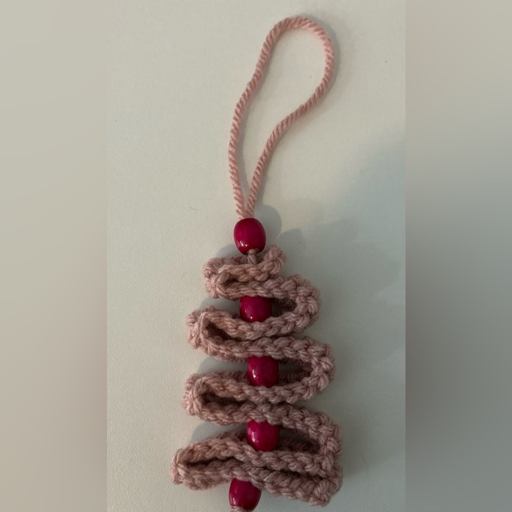 Pink Small Crochet Christmas Tree Ornament or Tag